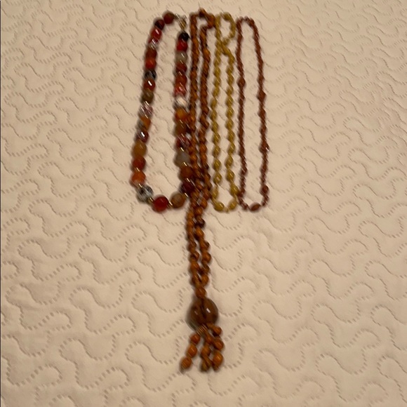 Set of Four Rust and Tan Tone Bead Necklaces - Picture 9 of 11